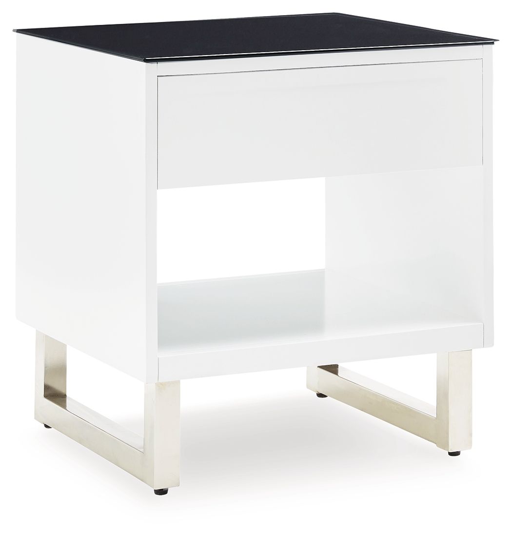 Gardoni - Rectangular End Table - White / Black