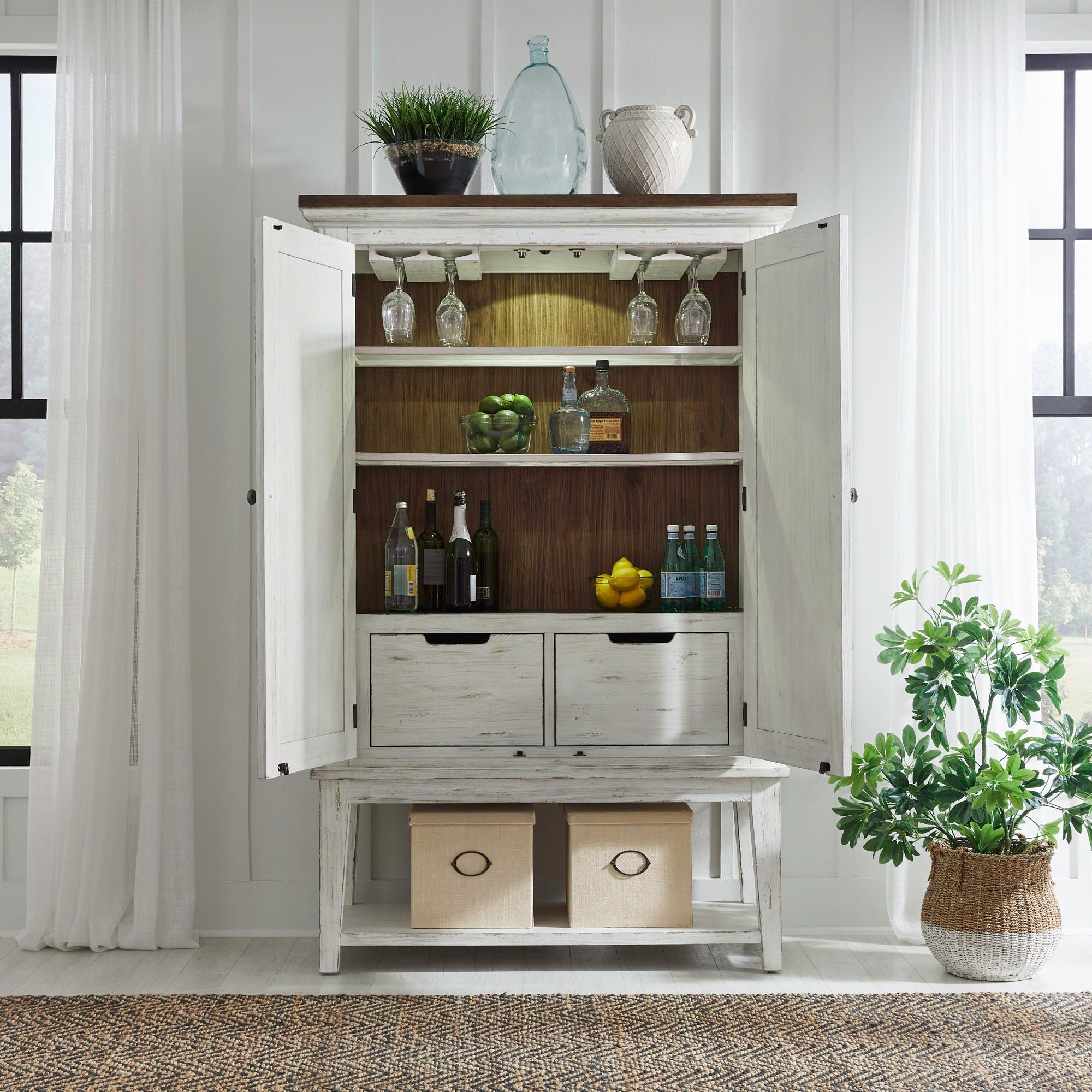 Liberty Furniture River Place - Bar Cabinet - White | Meri Furniture