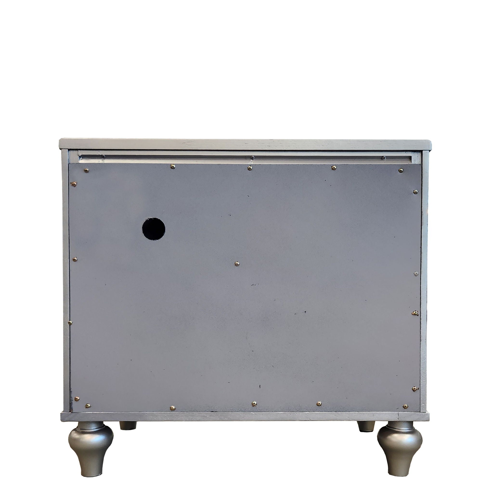 2 Drawer Nightstand With Diamond Patterned Fronts - Silver