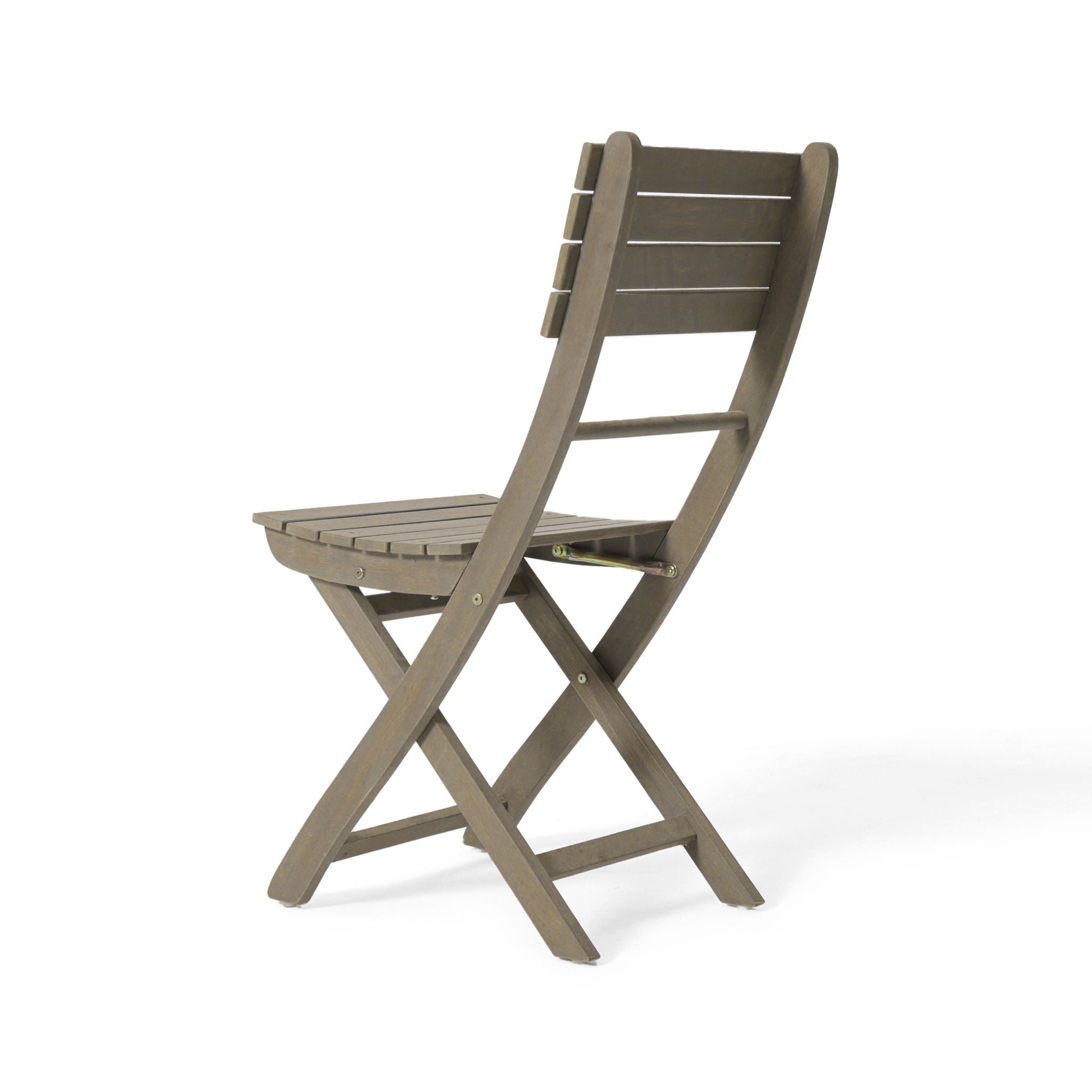 Outdoor Foldable Wood Dining Chair With Slat Design (Set of 2)