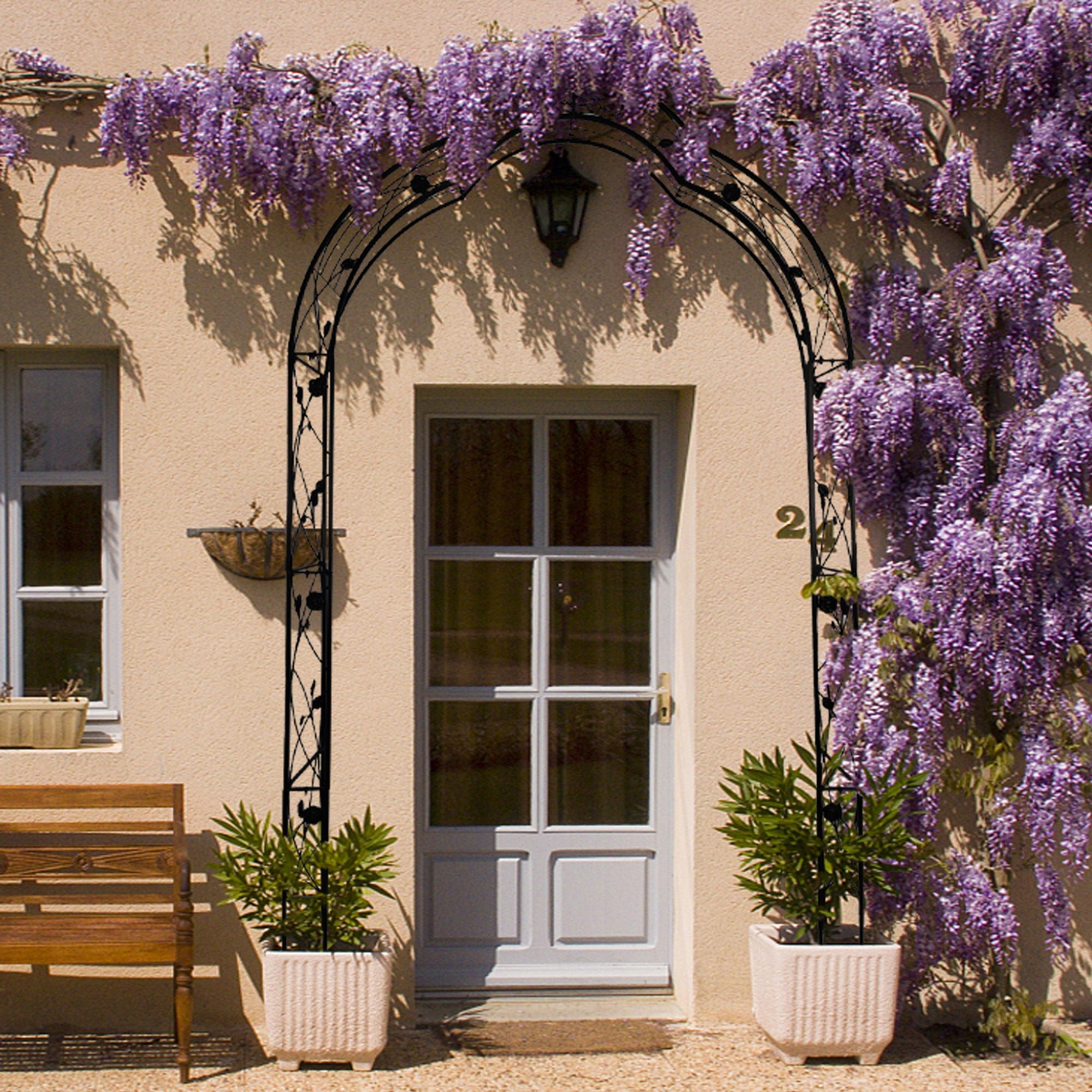 Metal Garden Arch Assemble Freely With 8 Styles Garden Arbor Trellis Climbing Plants Support Rose Arch