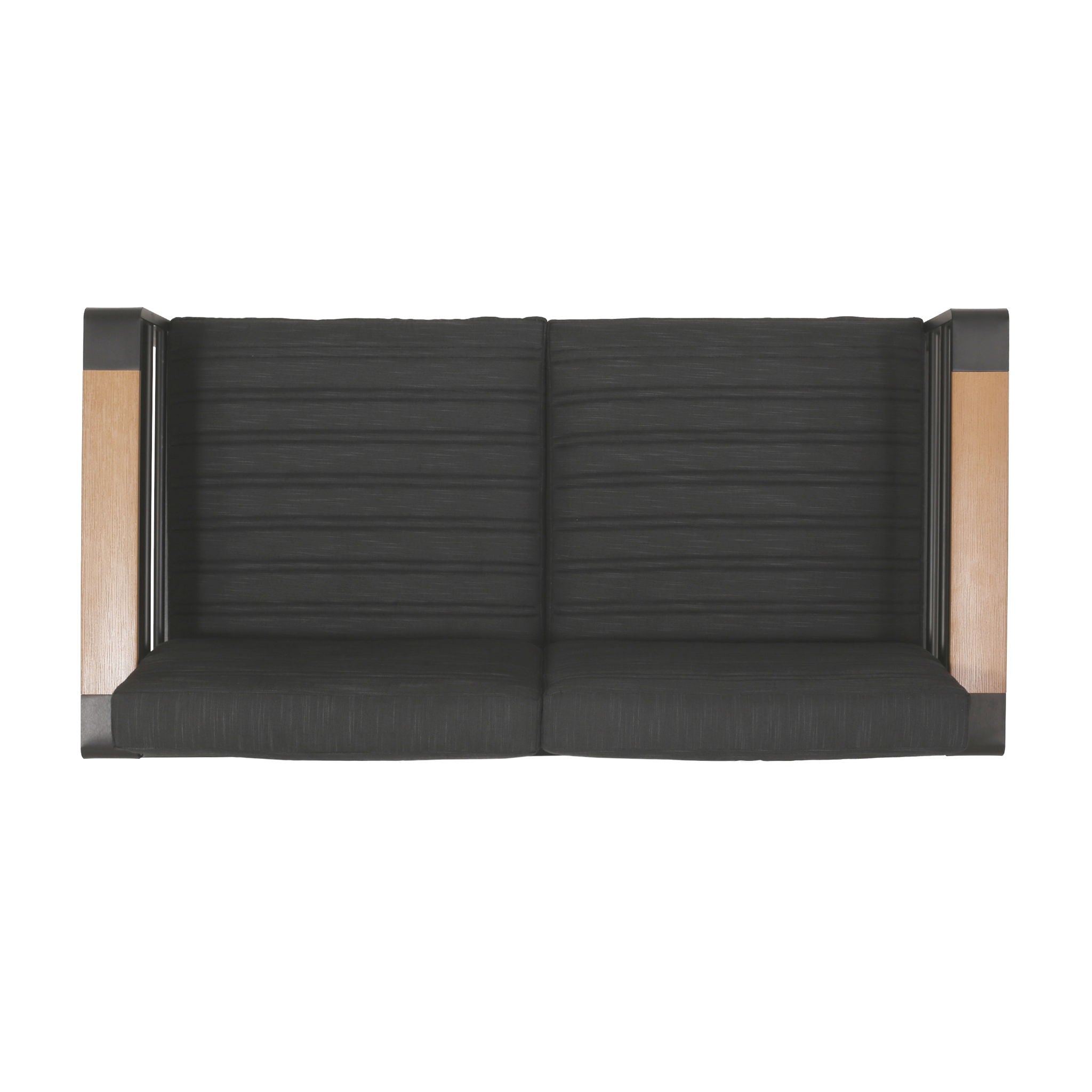 Loveseat With Slat Paneling And Aluminum Frame - Black