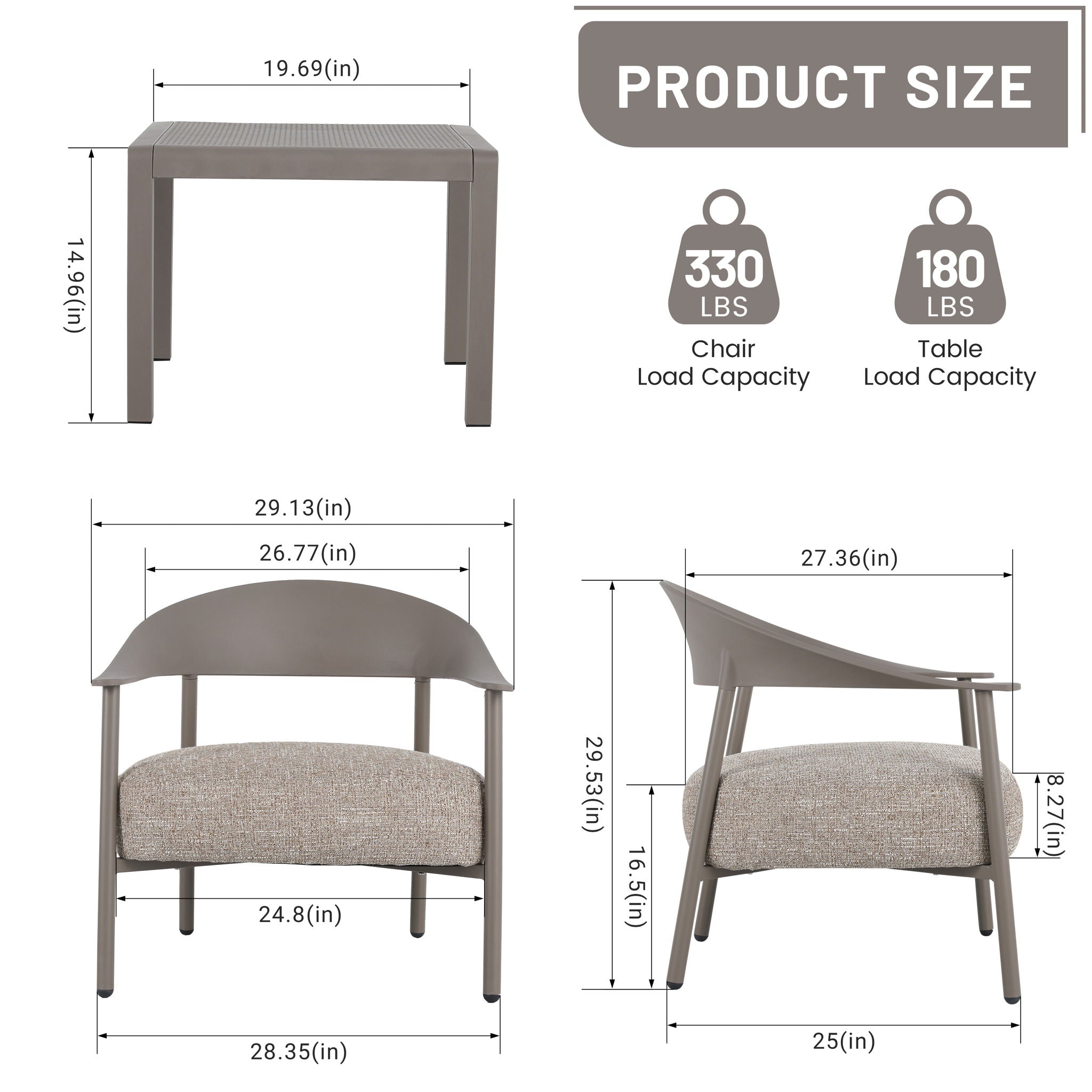 Furniture Set With Seat Cushions, Sturdy And Durable