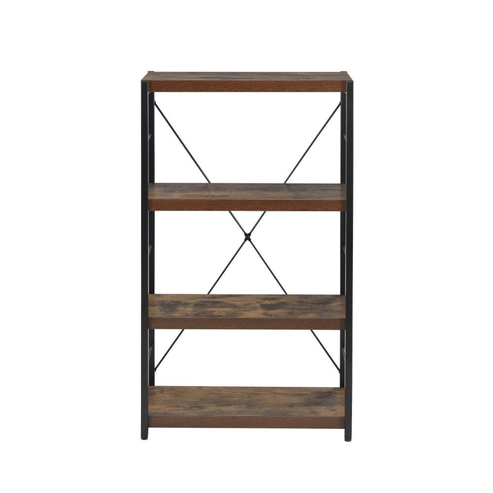 ACME Bob - Bookshelf - Weathered Oak & Black | Meri Furniture