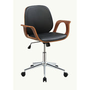 ACME Camila - Office Chair - Black PU & Walnut - 39" | Meri Furniture