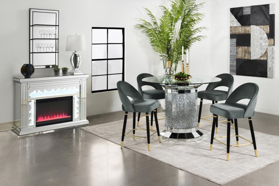 Coaster Fine Furniture Ellie - Mirrored Counter Height Dining Table Set | Meri Furniture