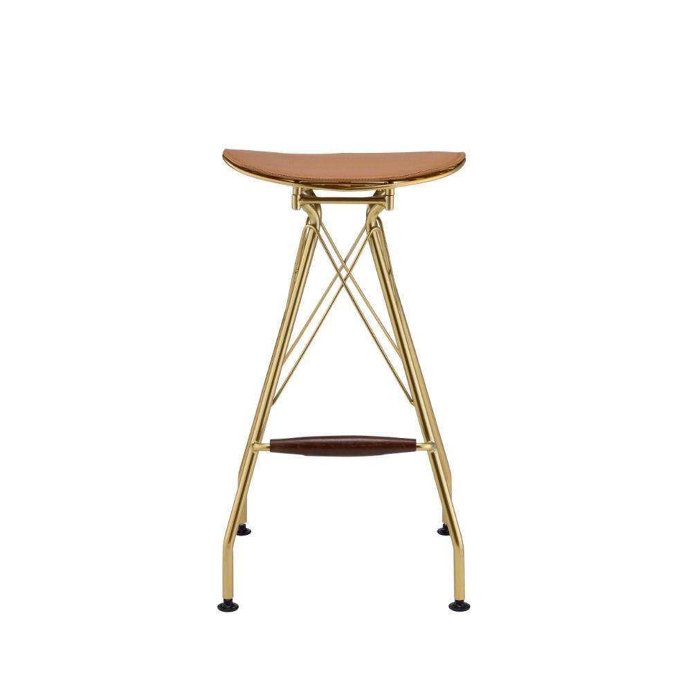 ACME Dragea - Bar Stool (Set of 2) - Whiskey PU & Gold | Meri Furniture