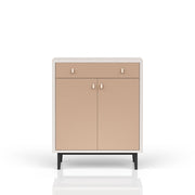 Contemporary Bar Cabinet With Large Storage - White / Pecan
