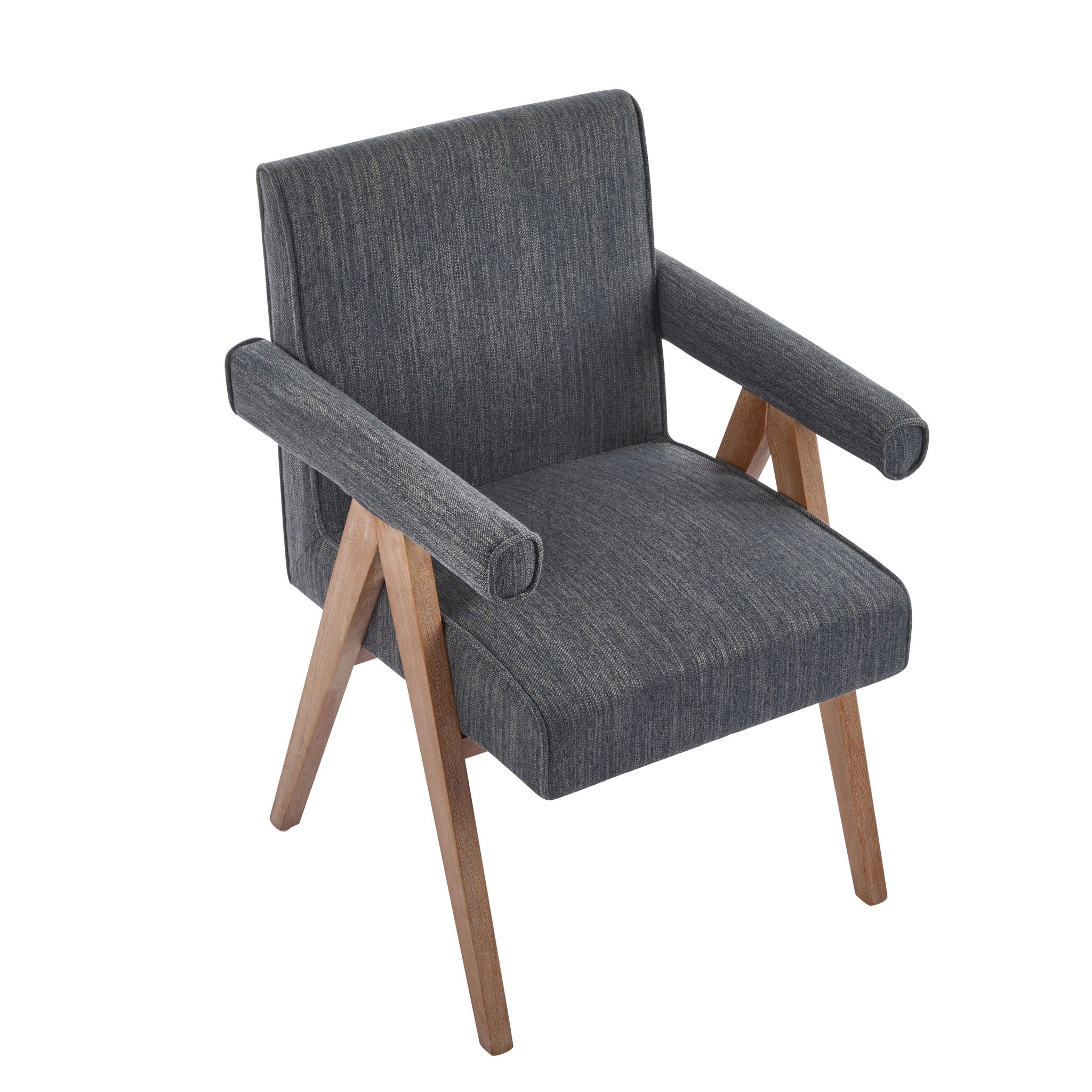 Contemporary Poppy Fabric Dining Armchair With Rubberwood Legs