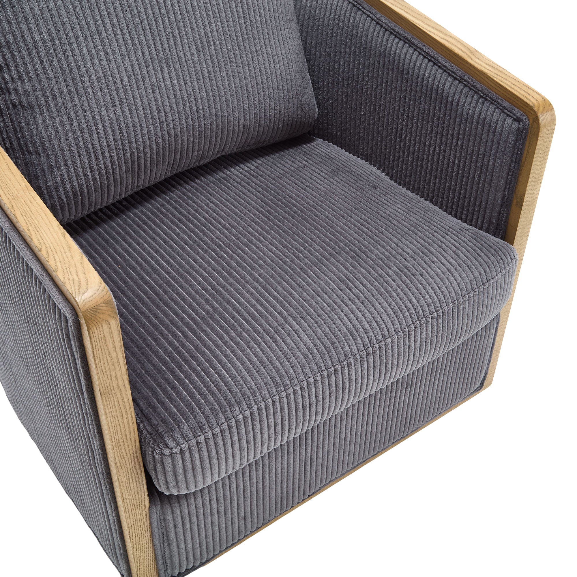Corduroy Barrel Chair, 360 Degree Swivel