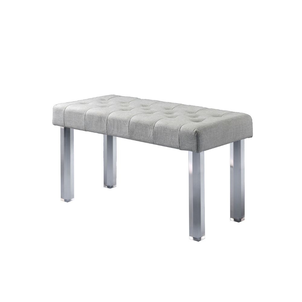 ACME Bagley - Bench - Linen & Clear Acrylic | Meri Furniture