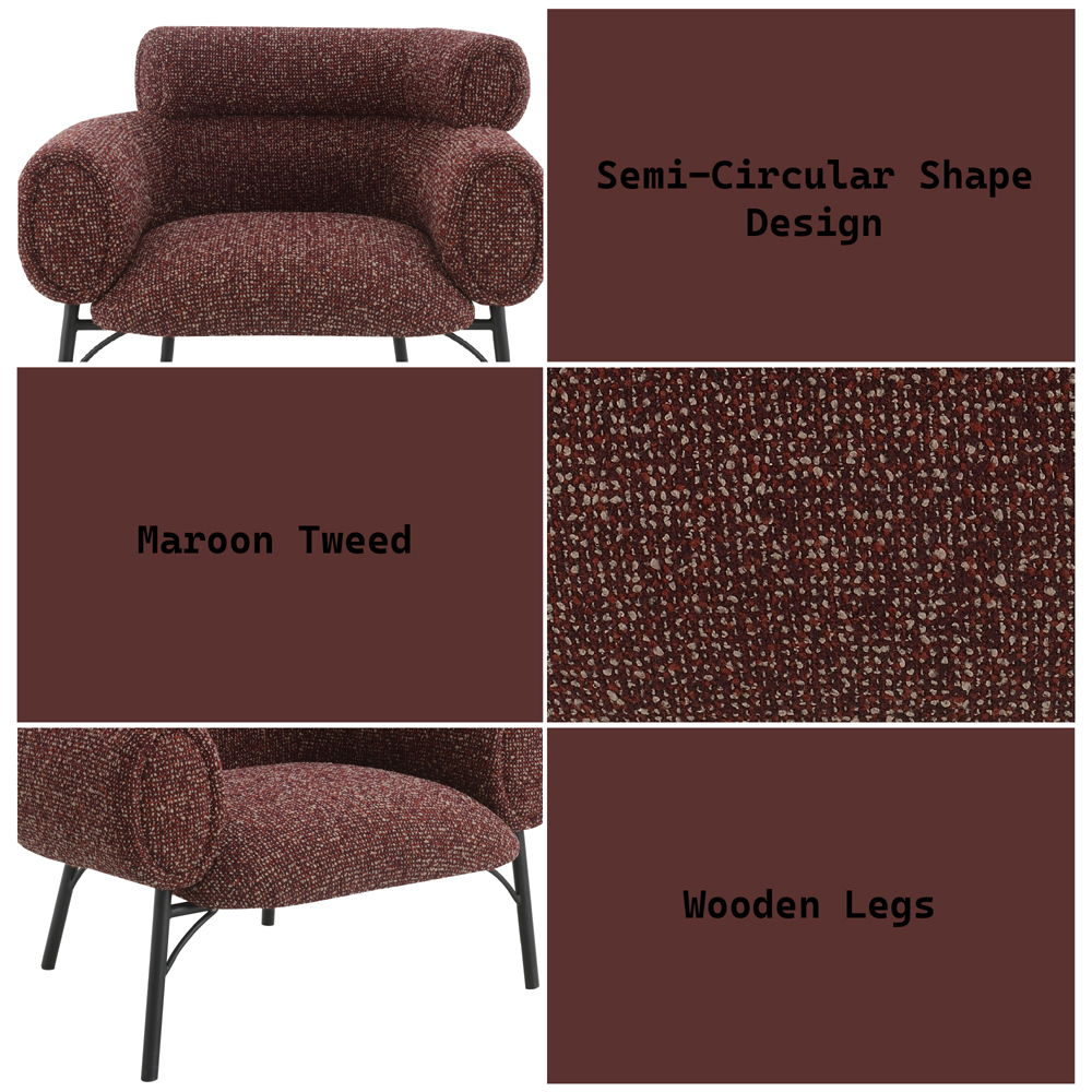Mardi - Chair - Maroon Tweed