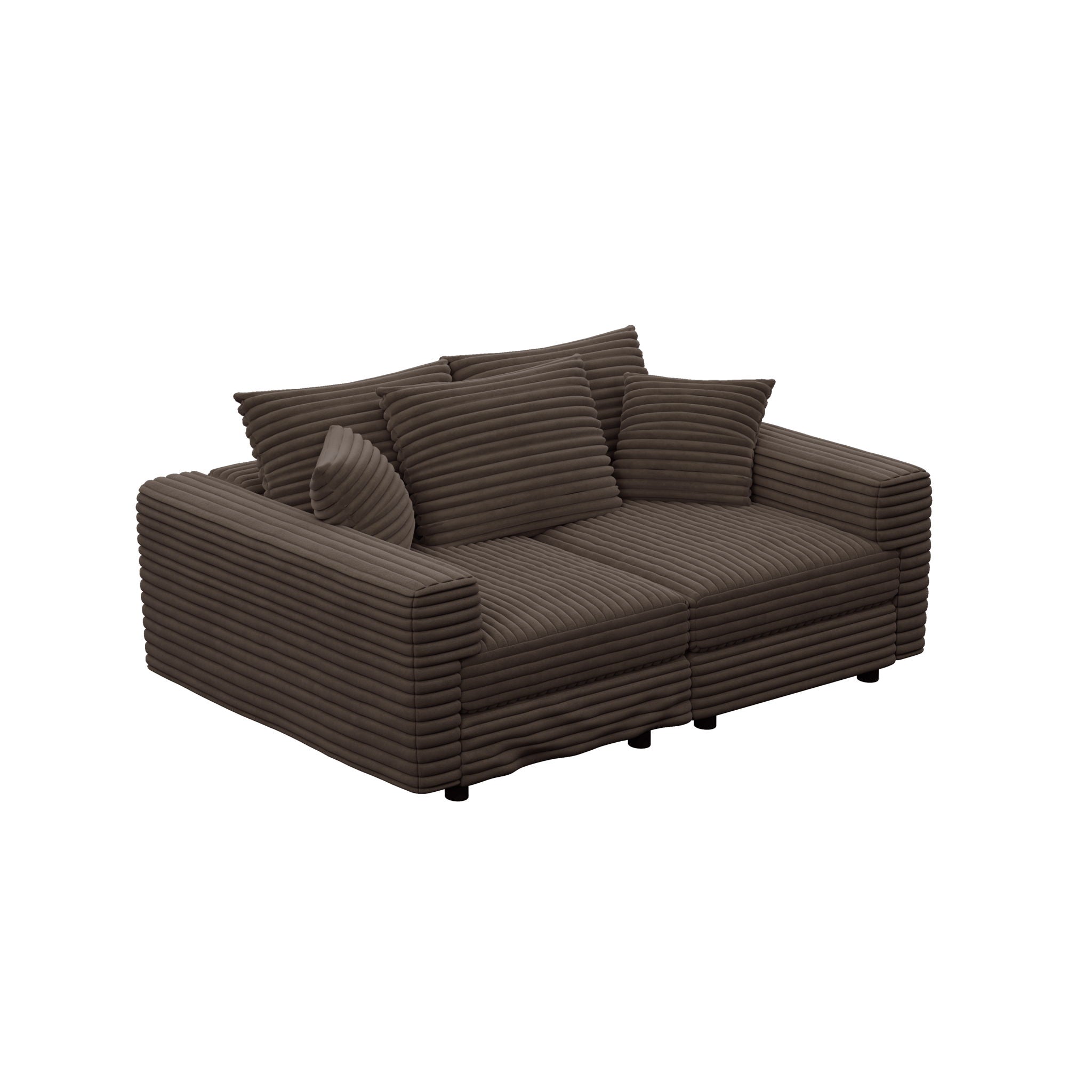 Plush Corduroy 4 Seat Sofa, Modern Comfy Upholstered Sofa Cloud Couch, Deep Seat Couches With Soft Pillows