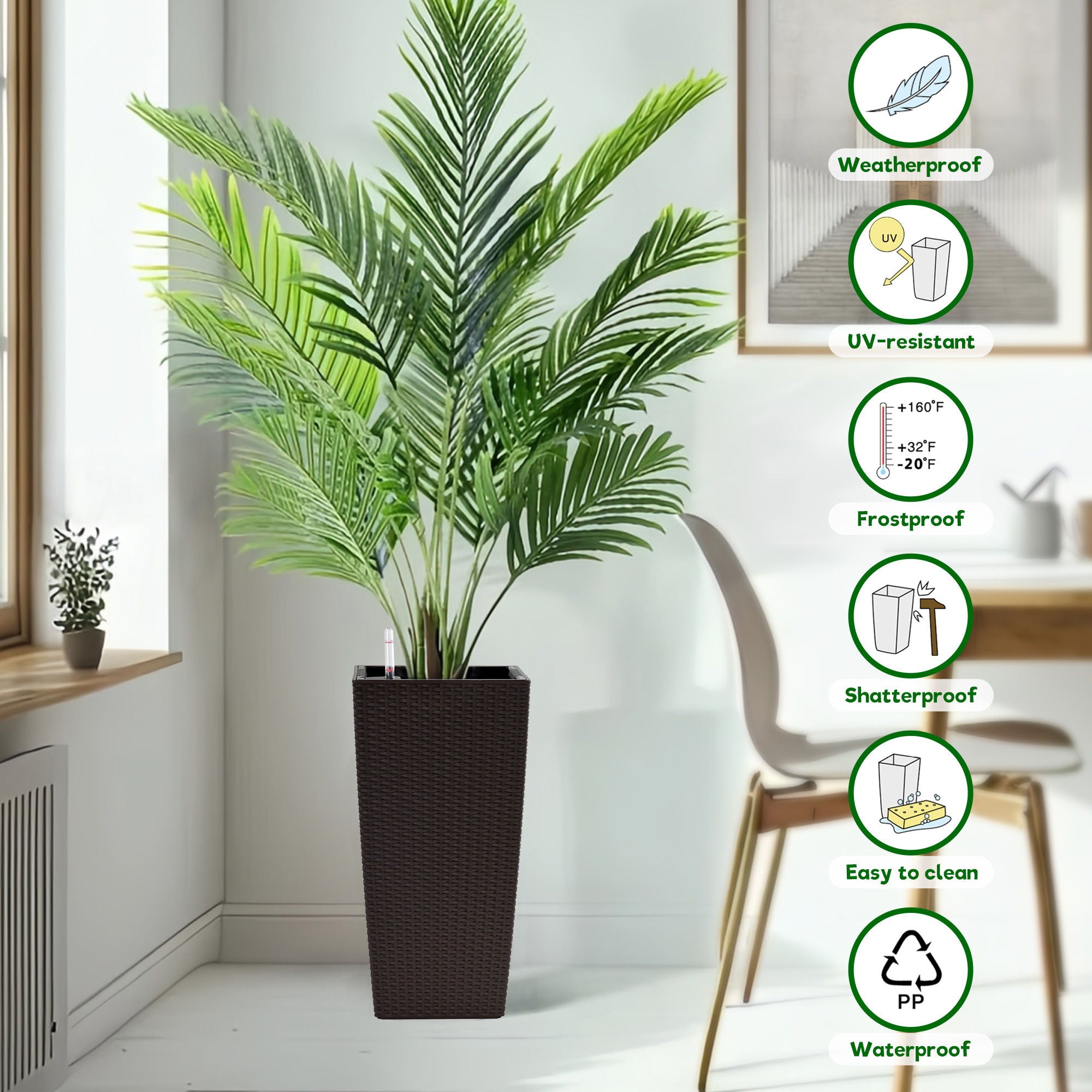 Indoor Outdoor Planter With Automatic Watering System (Set of 2)