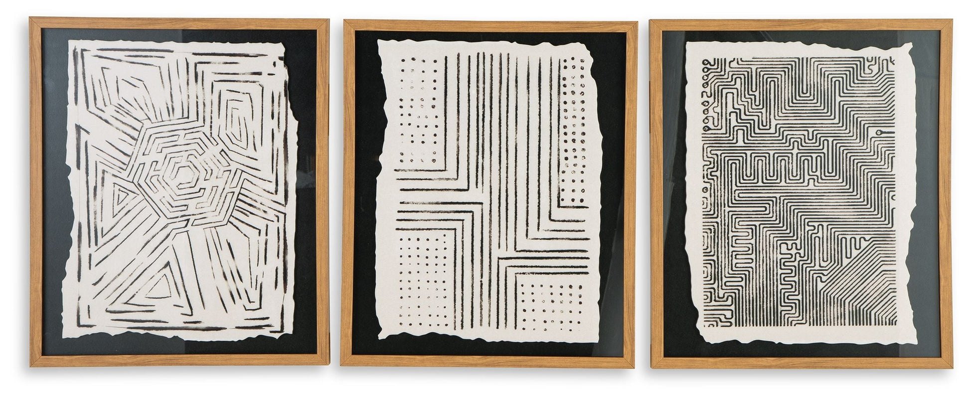 Signature Design by Ashley® Wonderstow - Black / Beige - Wall Art Set (Set of 3) | Meri Furniture