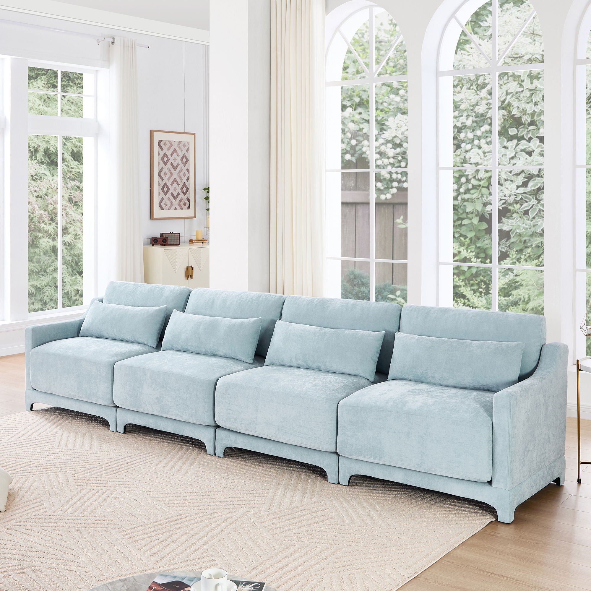 Elegant Sofa With Ergonomic Design And Lumbar Pillows