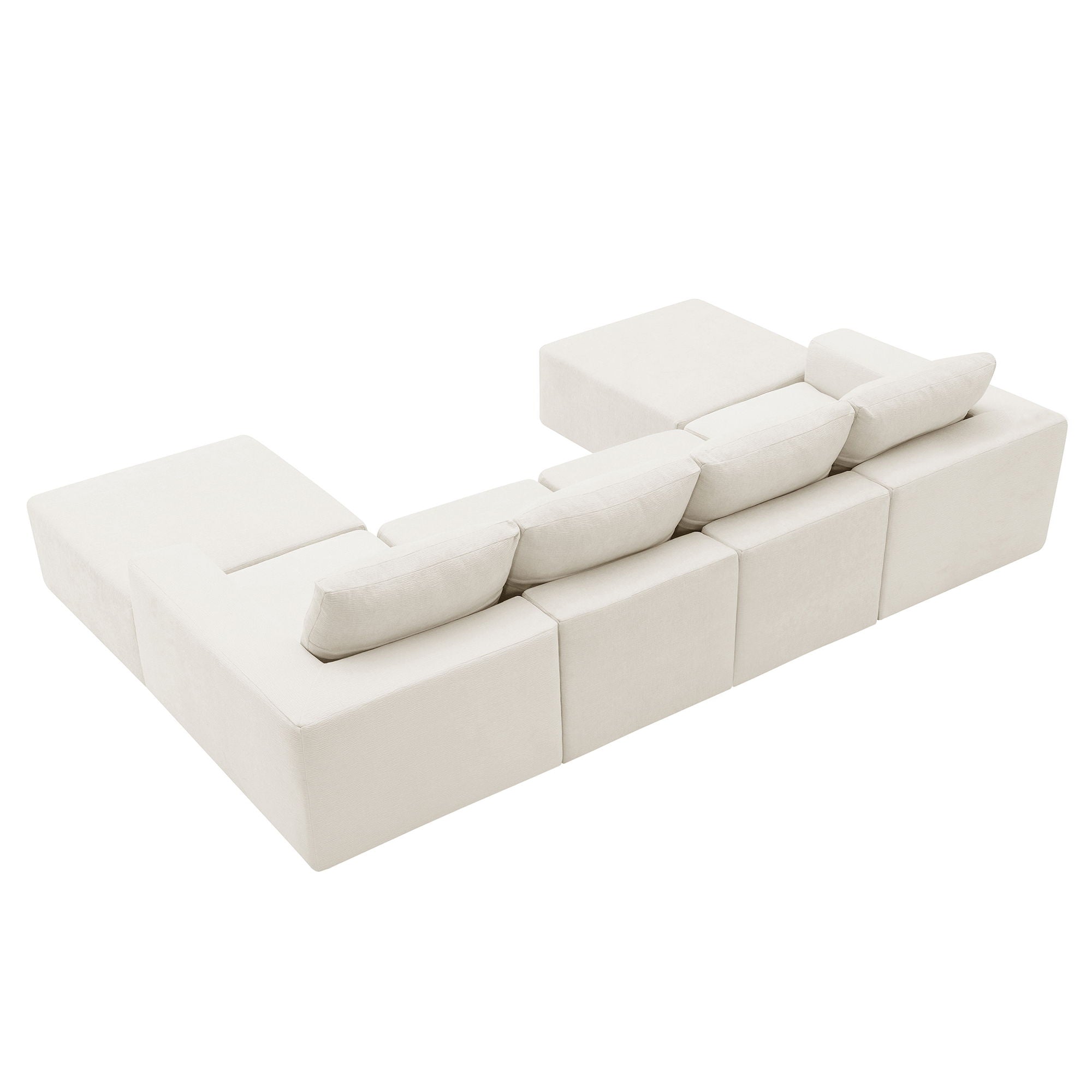 Modular U Shaped Sectional With Ottomans, Luxury Cloud Floor Couch With Deep Seat Fully Compressed Upholstered Sofa