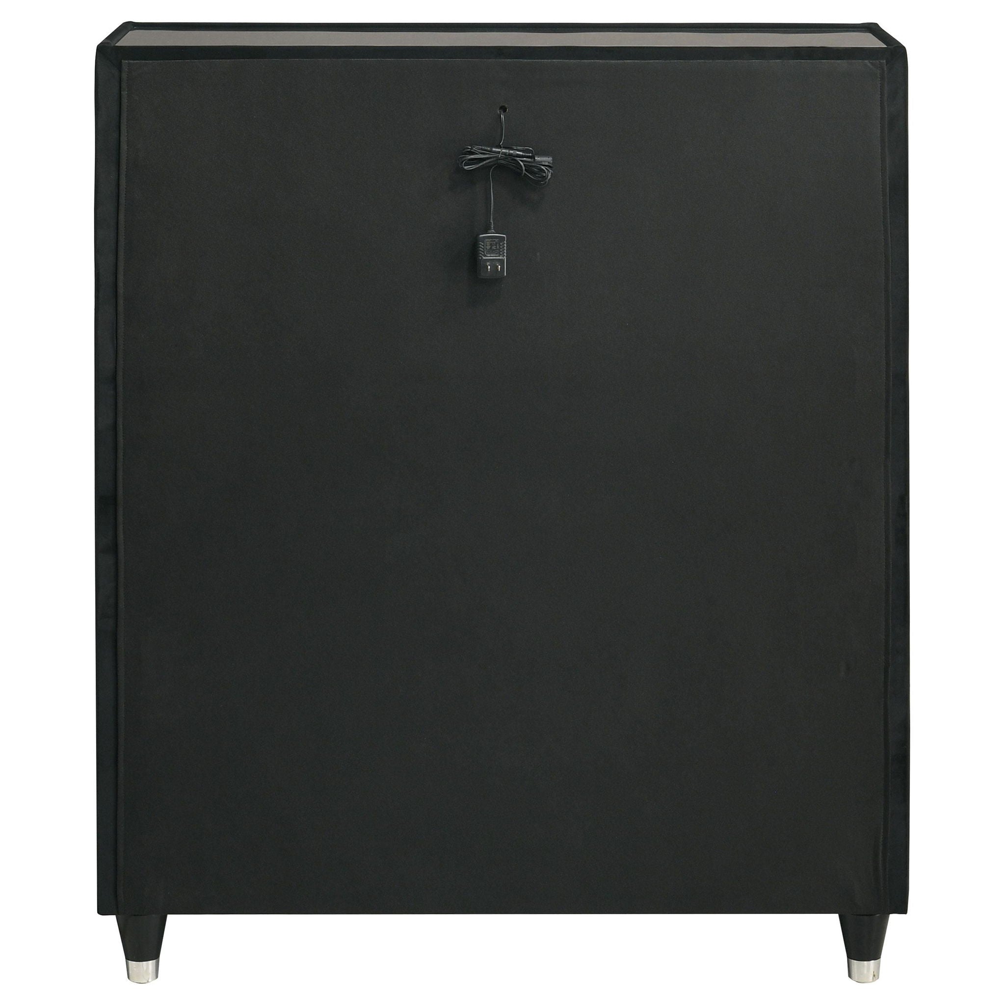 Ravenne 5-drawer Velvet Upholstered LED Chest of Drawers Black