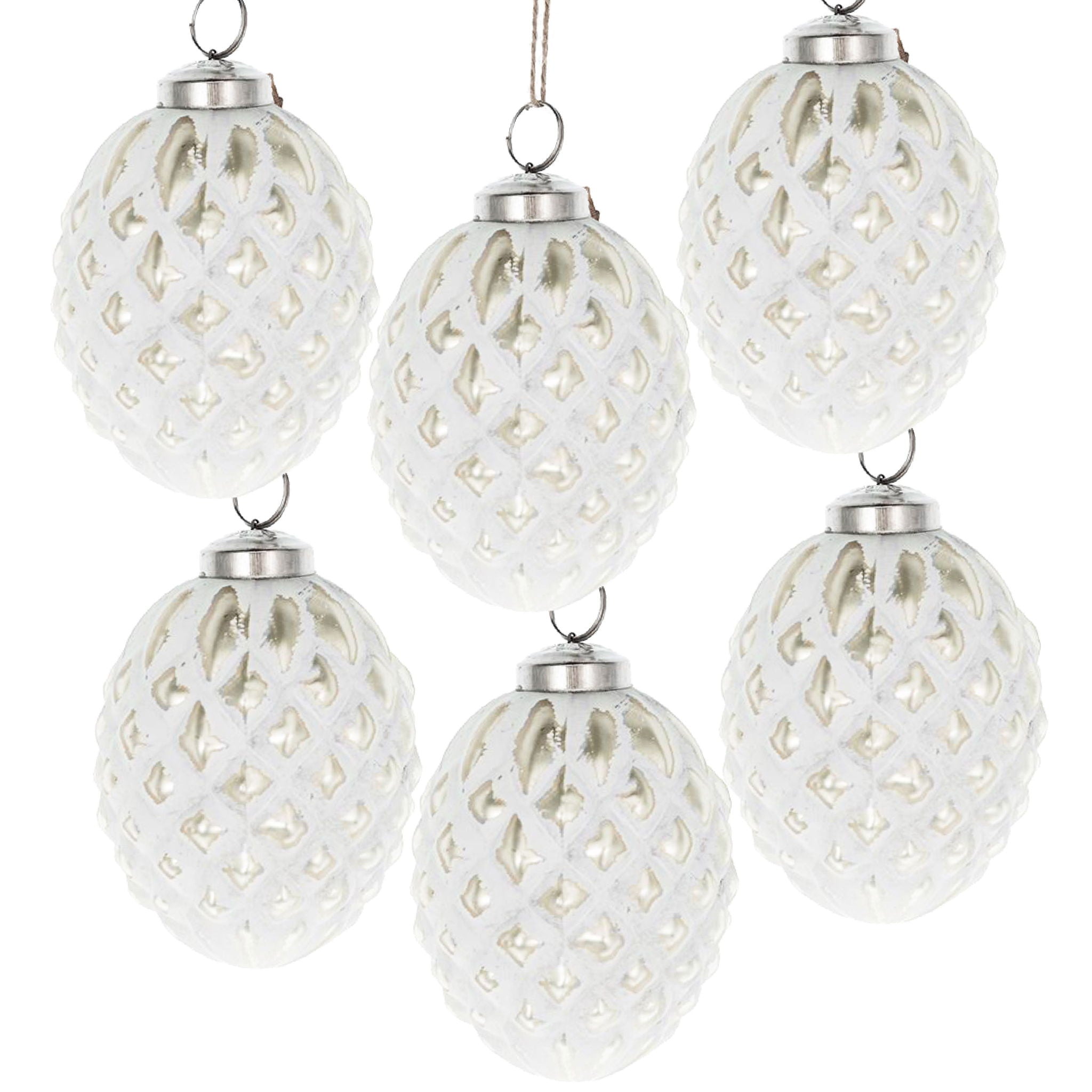 Christmas Ball Ornaments, Glass Decorative Hanging Ball Christmas Tree Ornaments, For Holiday Party Decorations (Set of 6) - White