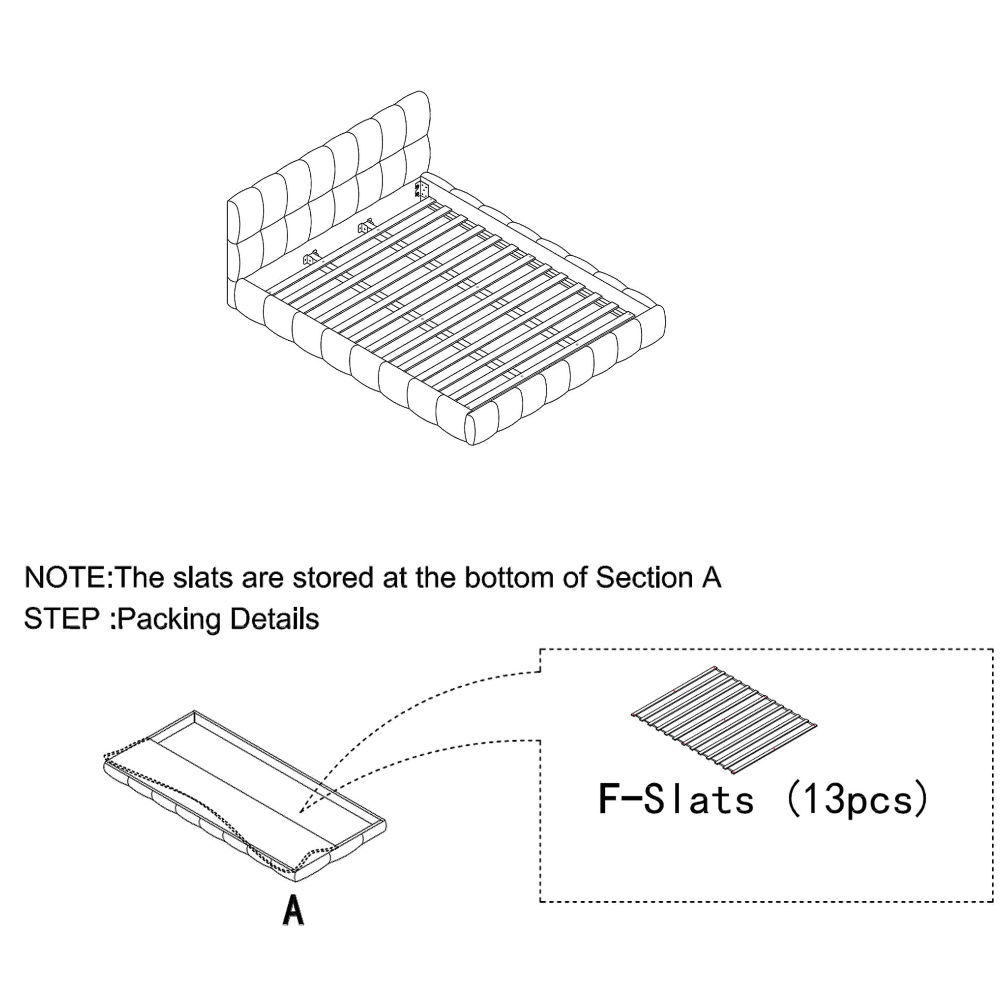 Modern Platform Bed Frame With Thick Chenille Fabric