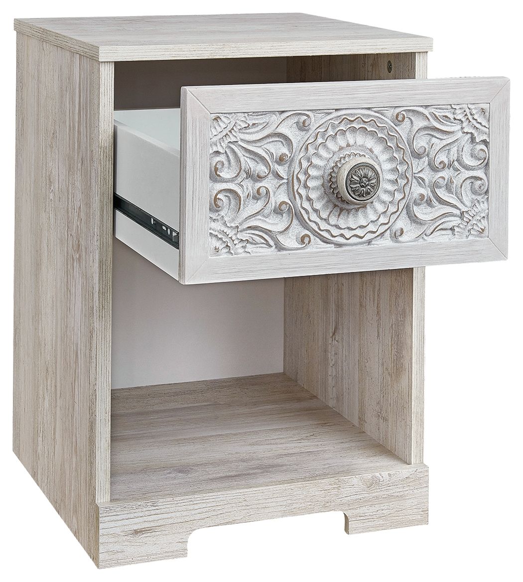 Signature Design by Ashley® Paxberry - Whitewash - One Drawer Night Stand - Open Cubby | Meri Furniture