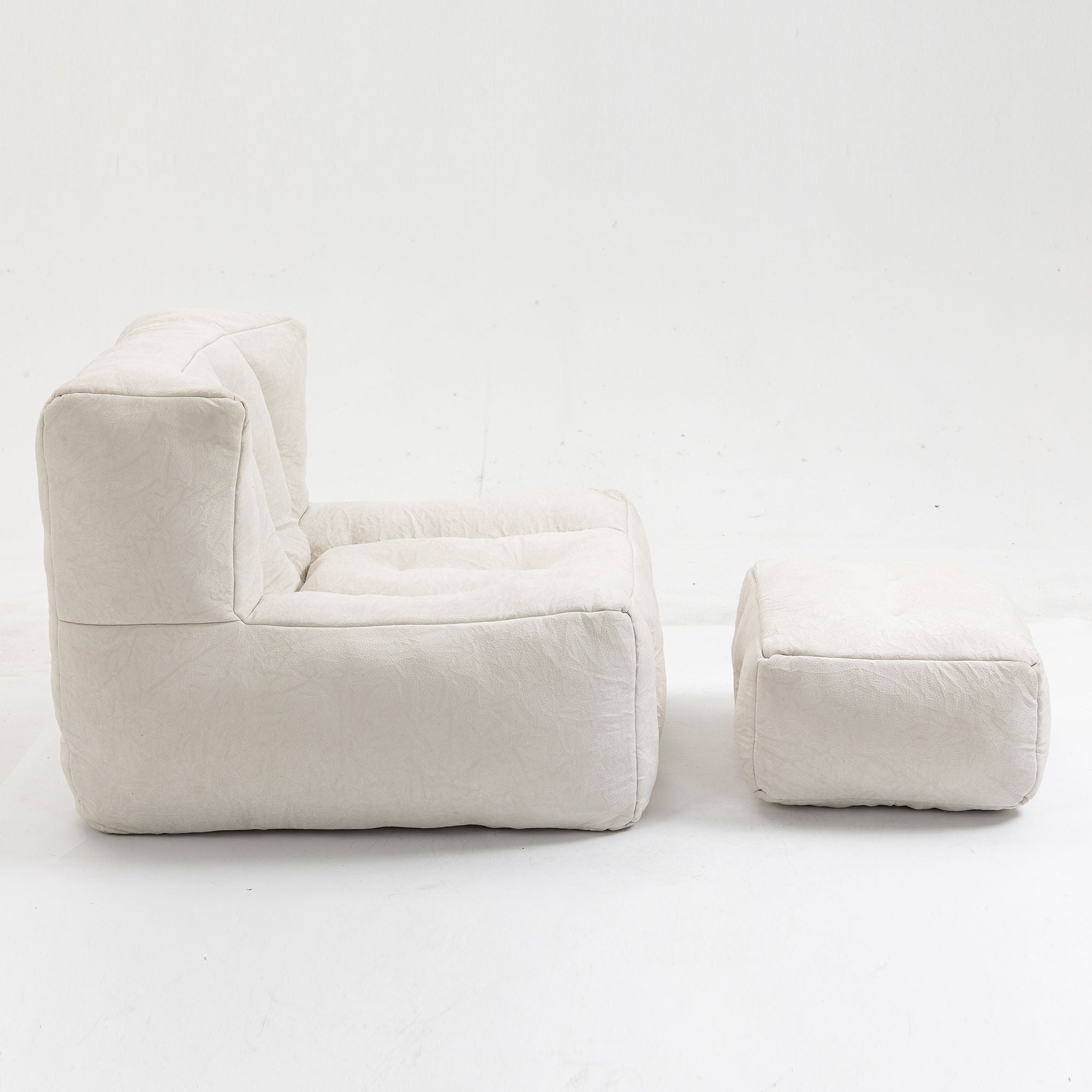 Modern Indoor Fluffy Bean Bag Chair With Memory Foam And Ottoman, Super Soft