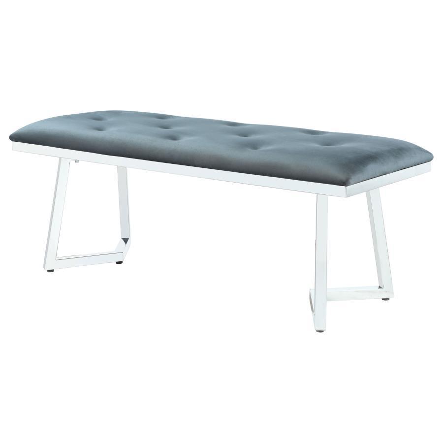 Coaster Fine Furniture Beaufort - Velvet Upholstered Dining Bench - Steel Gray | Meri Furniture
