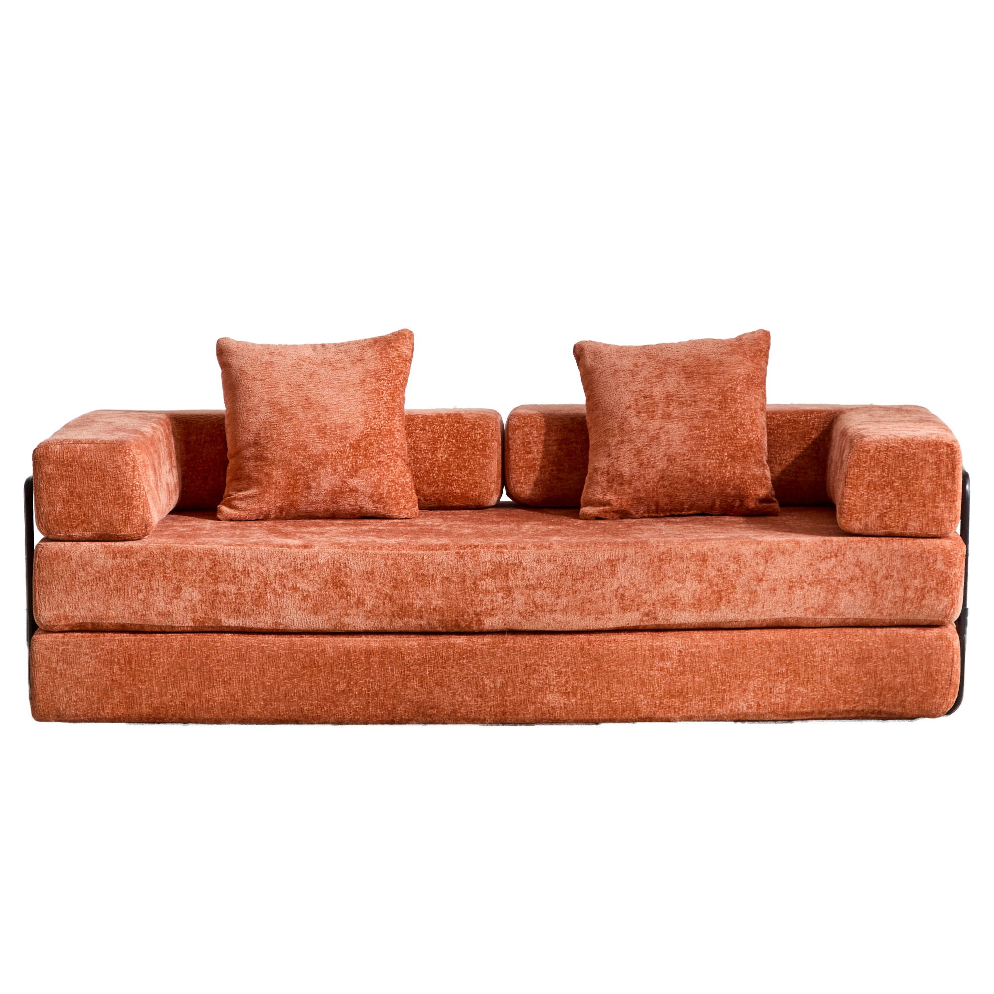 Convertible Floor Sofa Bed With Pillow Back Support Armrest