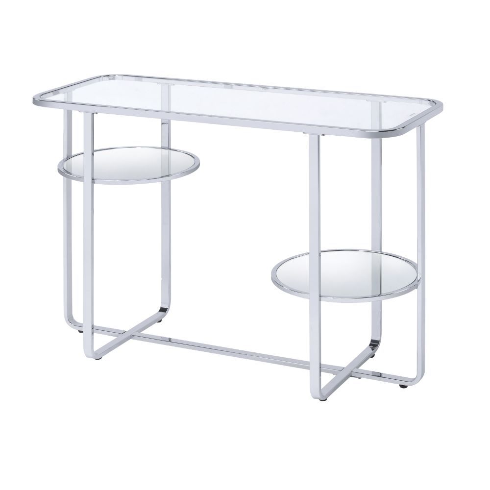 ACME Hollo - Sofa Table - Chrome & Glass | Meri Furniture