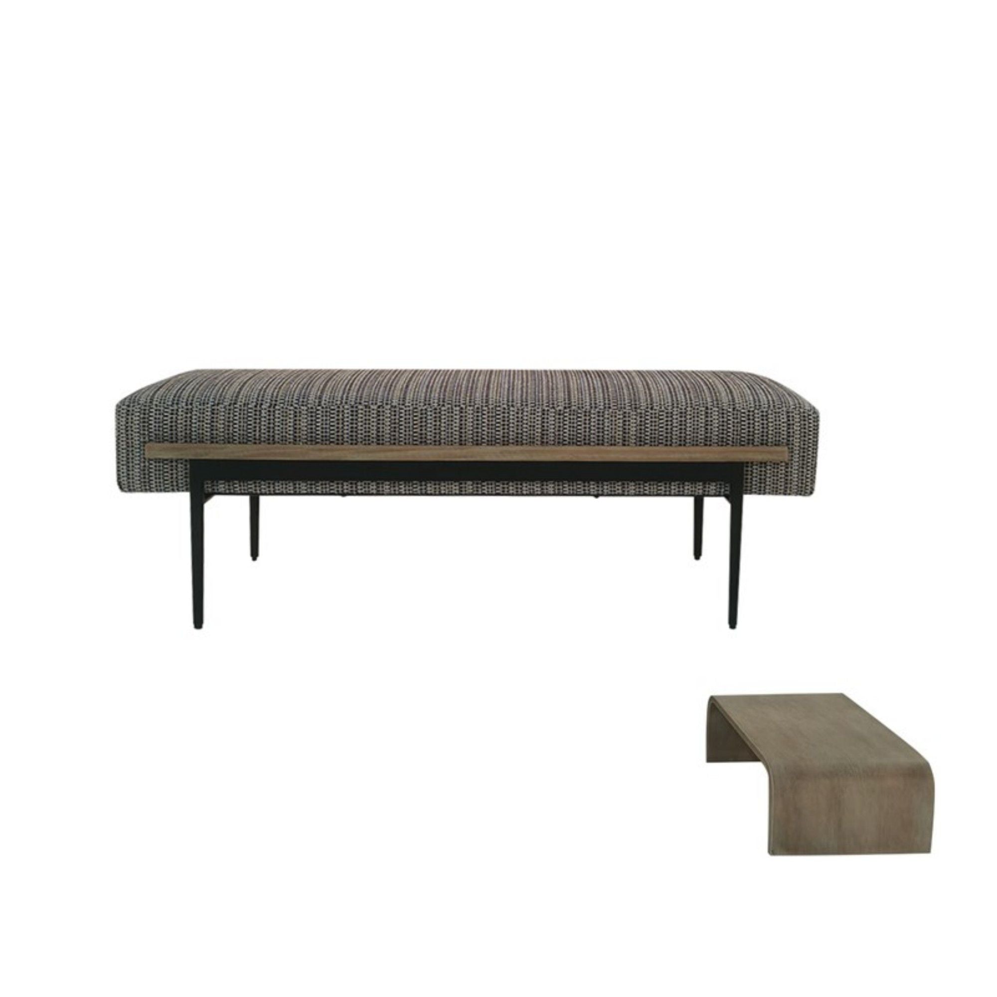 Upholstered Cocktail Ottoman With Slide Tray - Multi