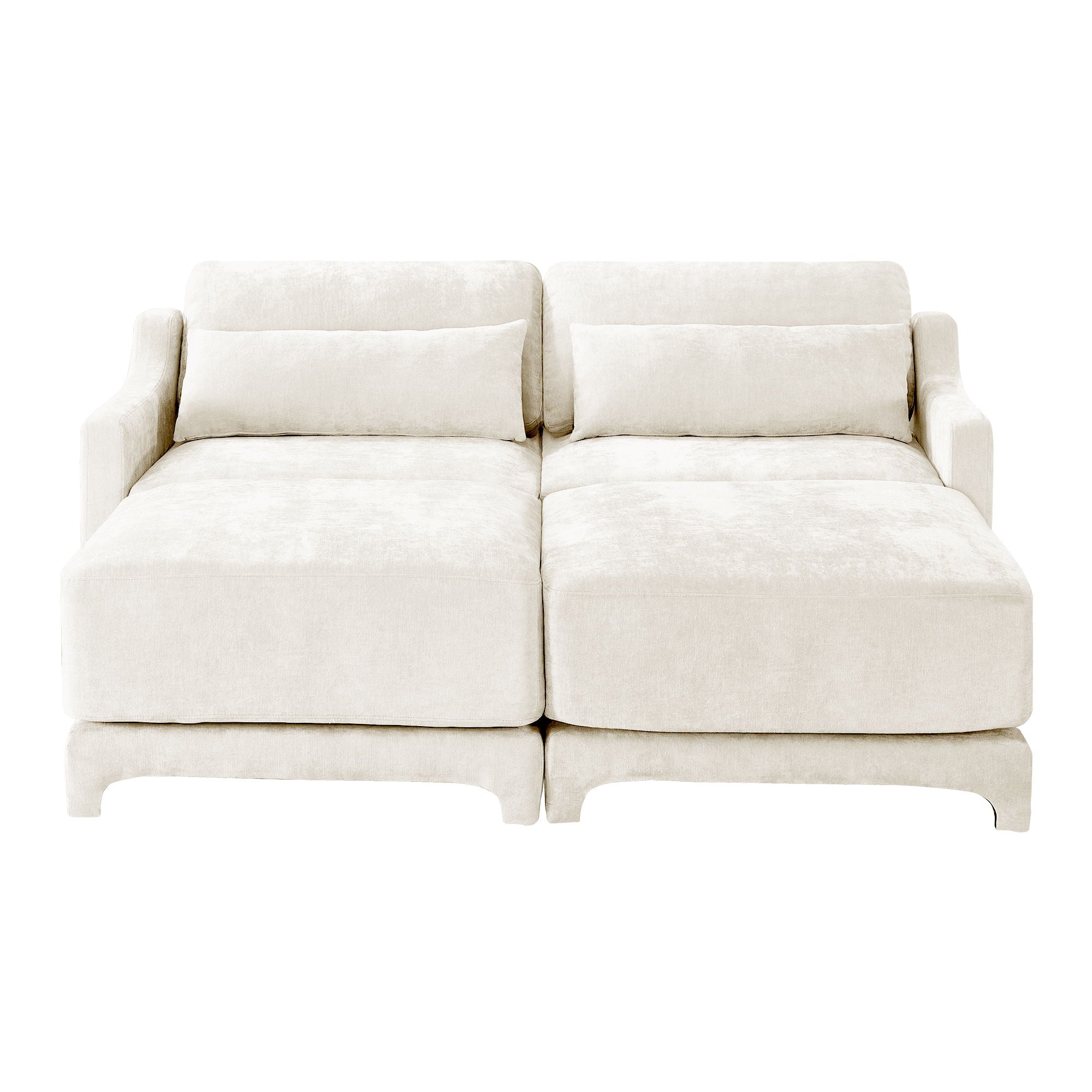 Stylish Sofa With Ottoman And Lumbar Pillows, Ergonomic Design