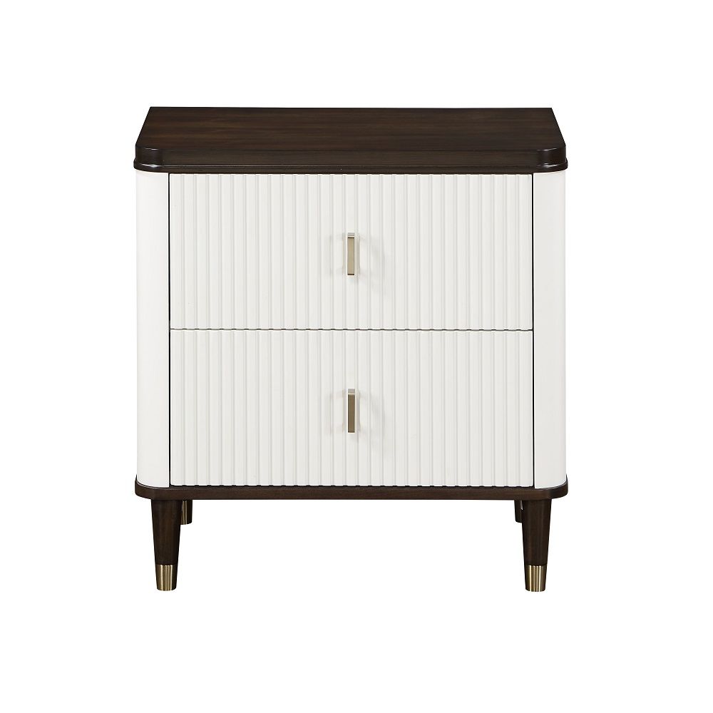 ACME Carena - Nightstand With USB - White & Brown | Meri Furniture