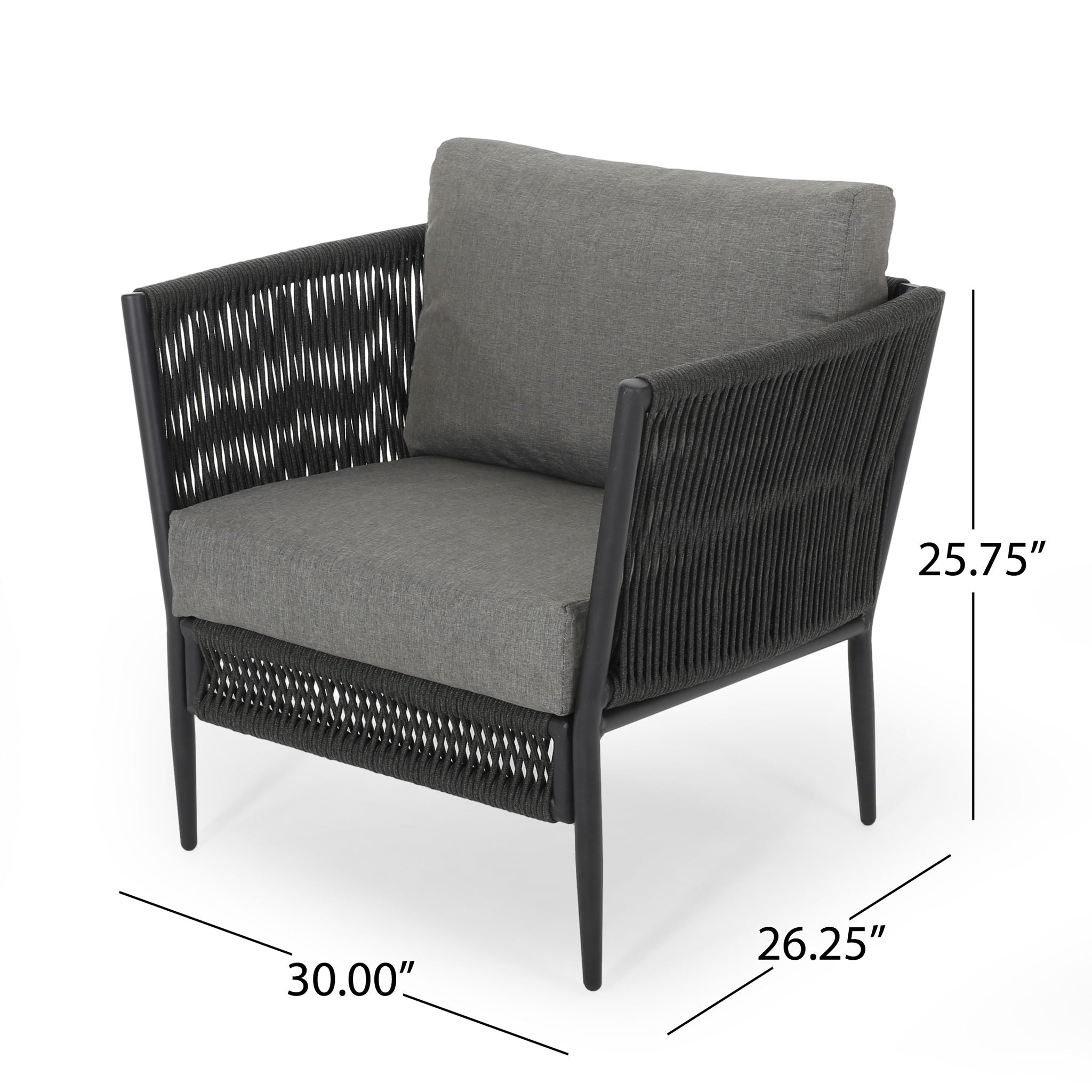 Hanford - Modern Club Chair With Woven Rope Design - Gray