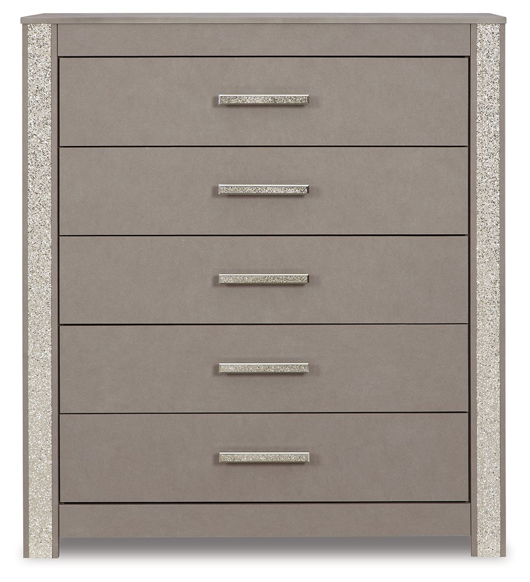 Signature Design by Ashley® Surancha - Gray - Five Drawer Wide Chest | Meri Furniture