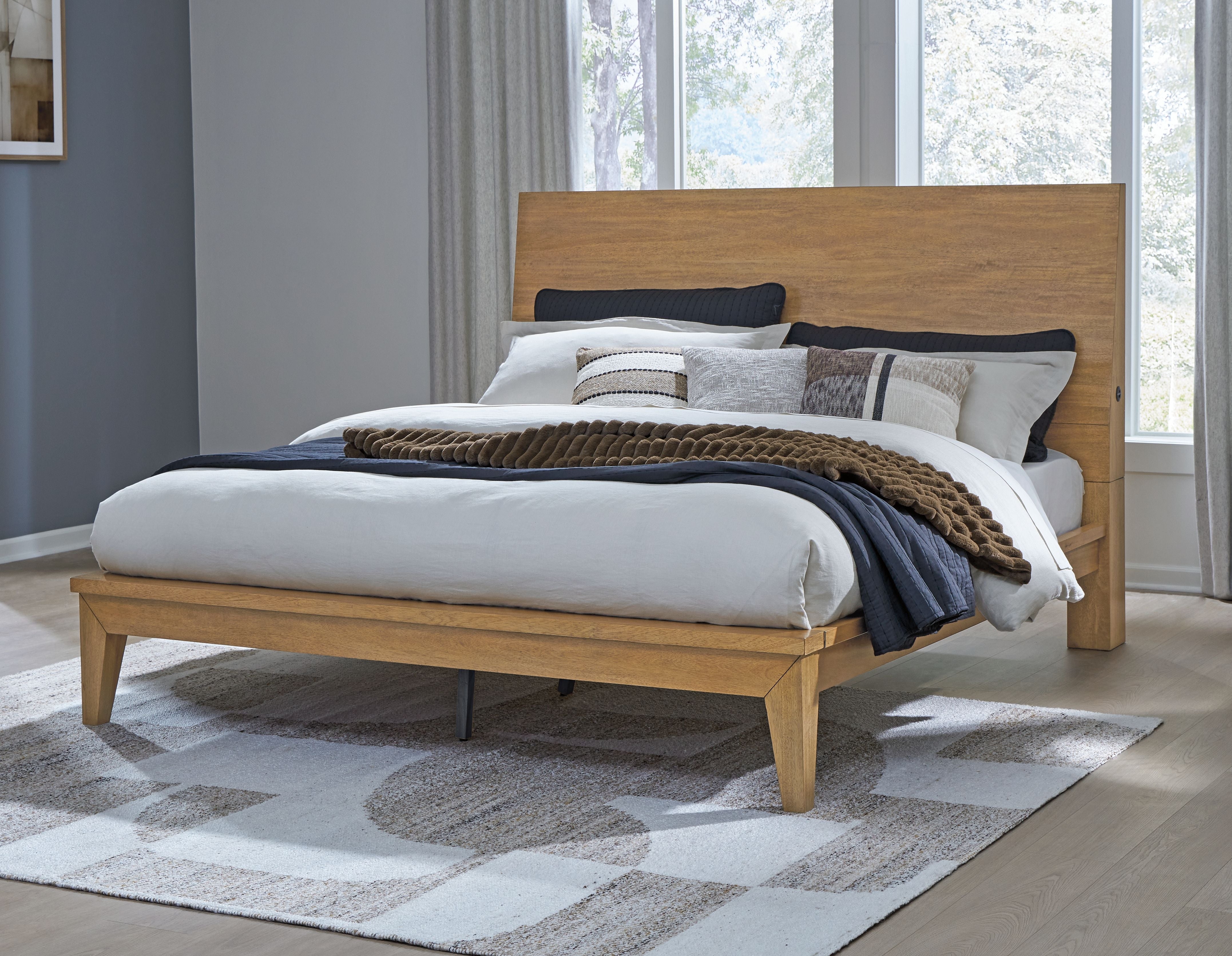 Signature Design by Ashley® Sherbana - Light Brown - King Panel Bed | Meri Furniture