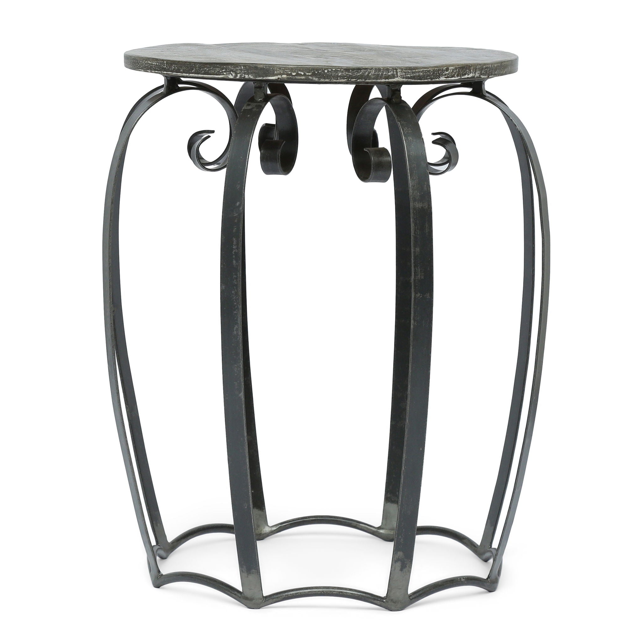 Modern Industrial End Table With Mango Wood Top And Iron Frame - Gray