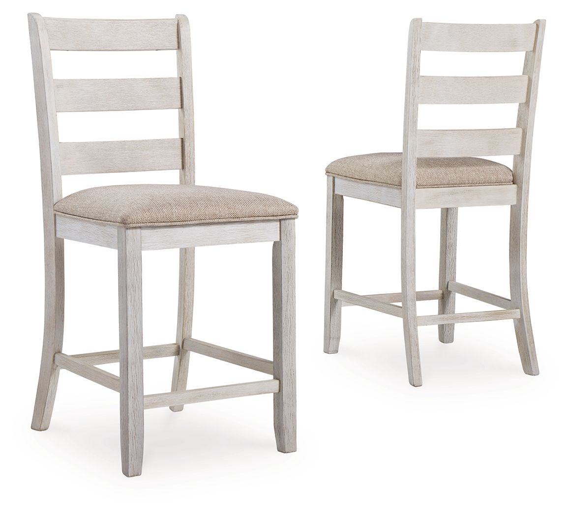 Signature Design by Ashley® Skempton - White - Upholstered Barstool (Set of 2) | Meri Furniture