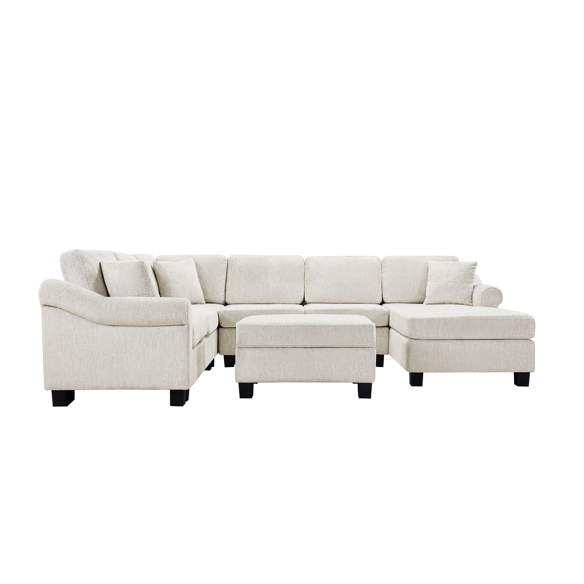 Contemporary U - Shaped Sectional Sofa With Movable Storage Ottoman