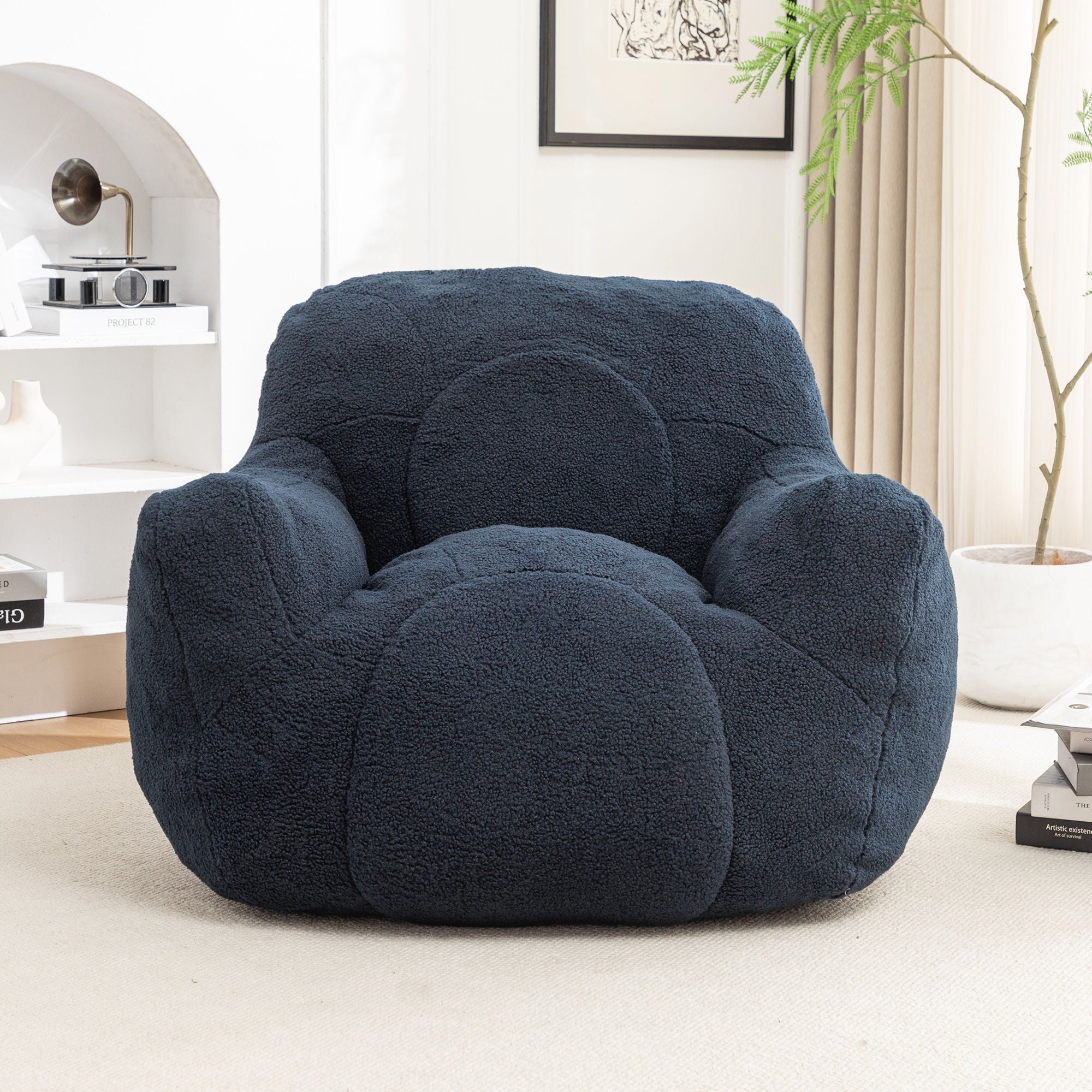 Comfy Bean Bag Chair With Filler, Fluffy And Cozy Seating