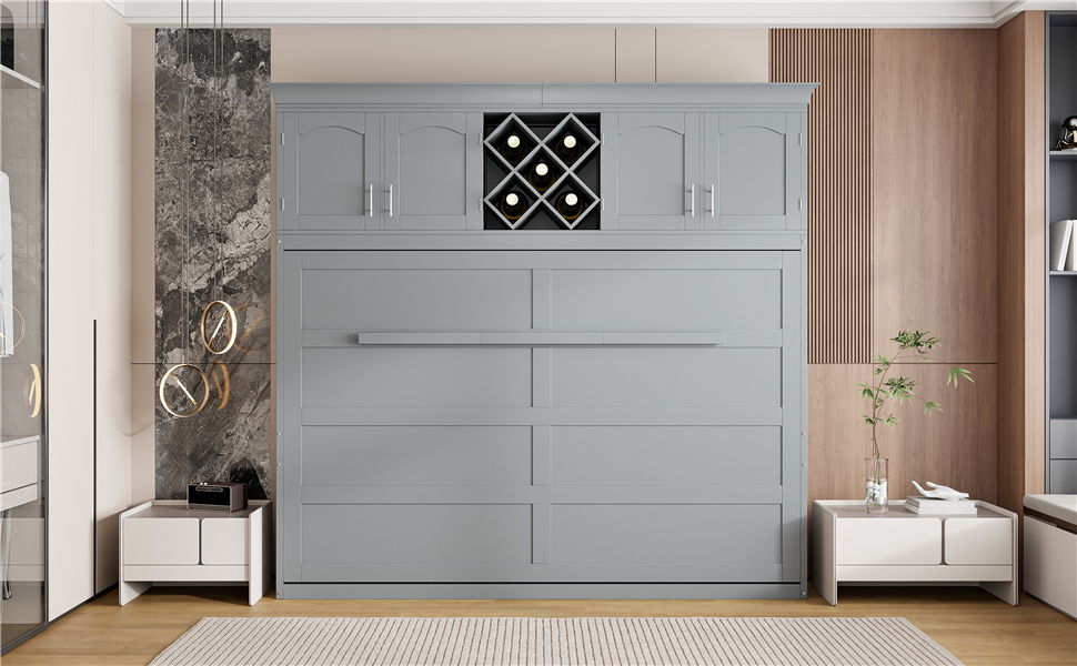 Murphy Wall Bed With Top Cabinets & Wine Rack
