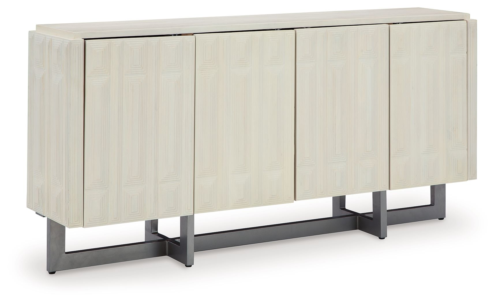 Signature Design by Ashley® Ornawel - Distressed White - Accent Cabinet | Meri Furniture