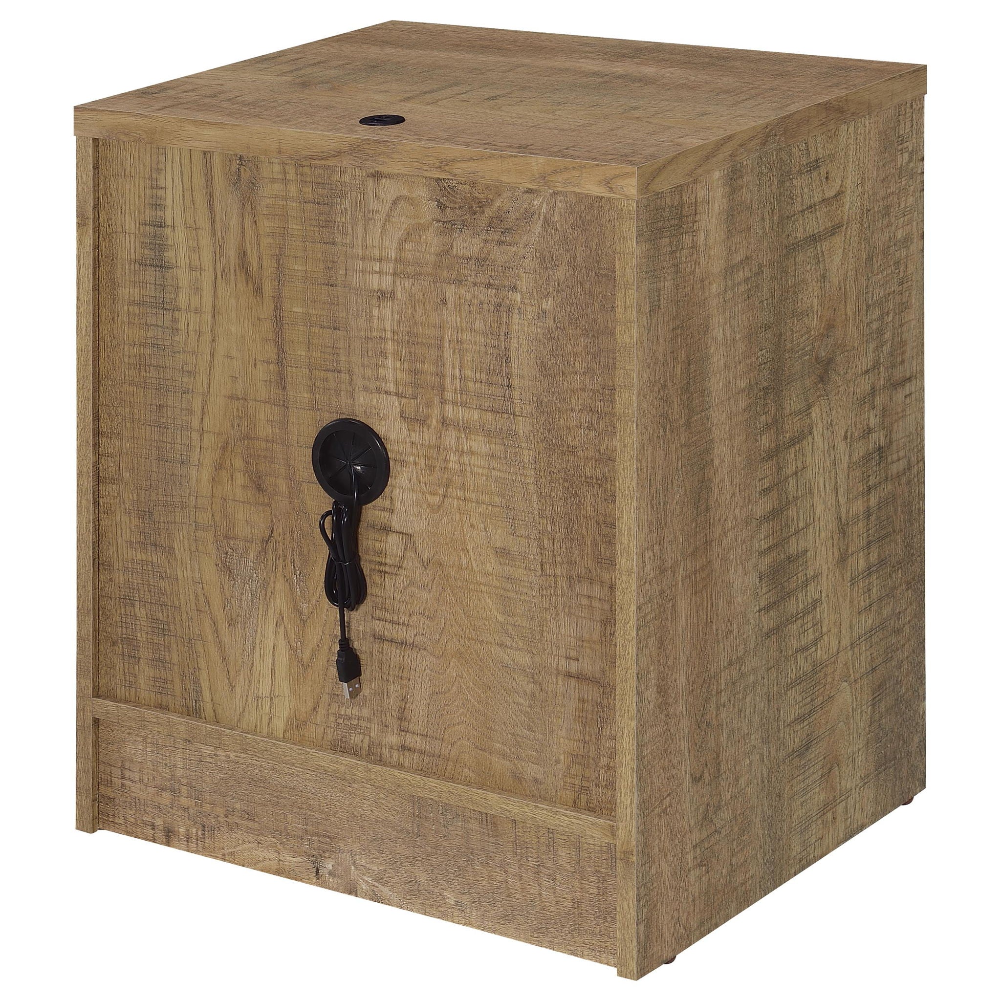 Transitional Nightstand With Dual USB Charging And Motion Sensor Light