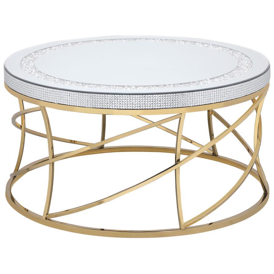 Elise - Round Mirror Top Stainless Steel Coffee Table - Gold