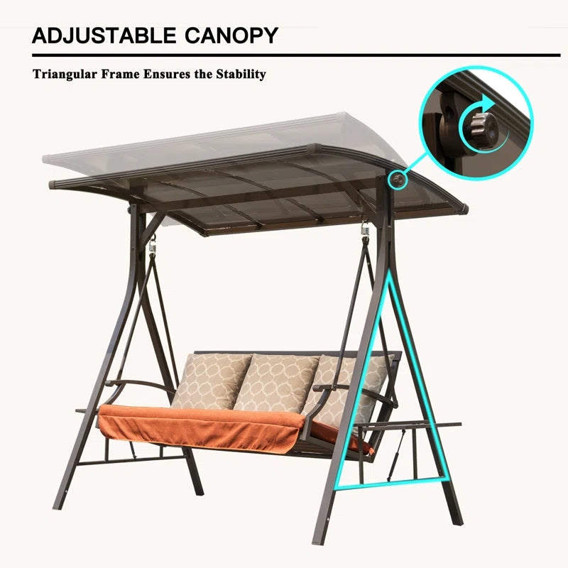 Patio Porch Swing Adjustable Canopy Deluxe Hammock Swing Glider