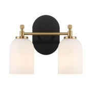 Vortex - 2 Lights Vanity In Traditional Style For Over Bathroom Mirror Wall Sconce - Black / Gold / White