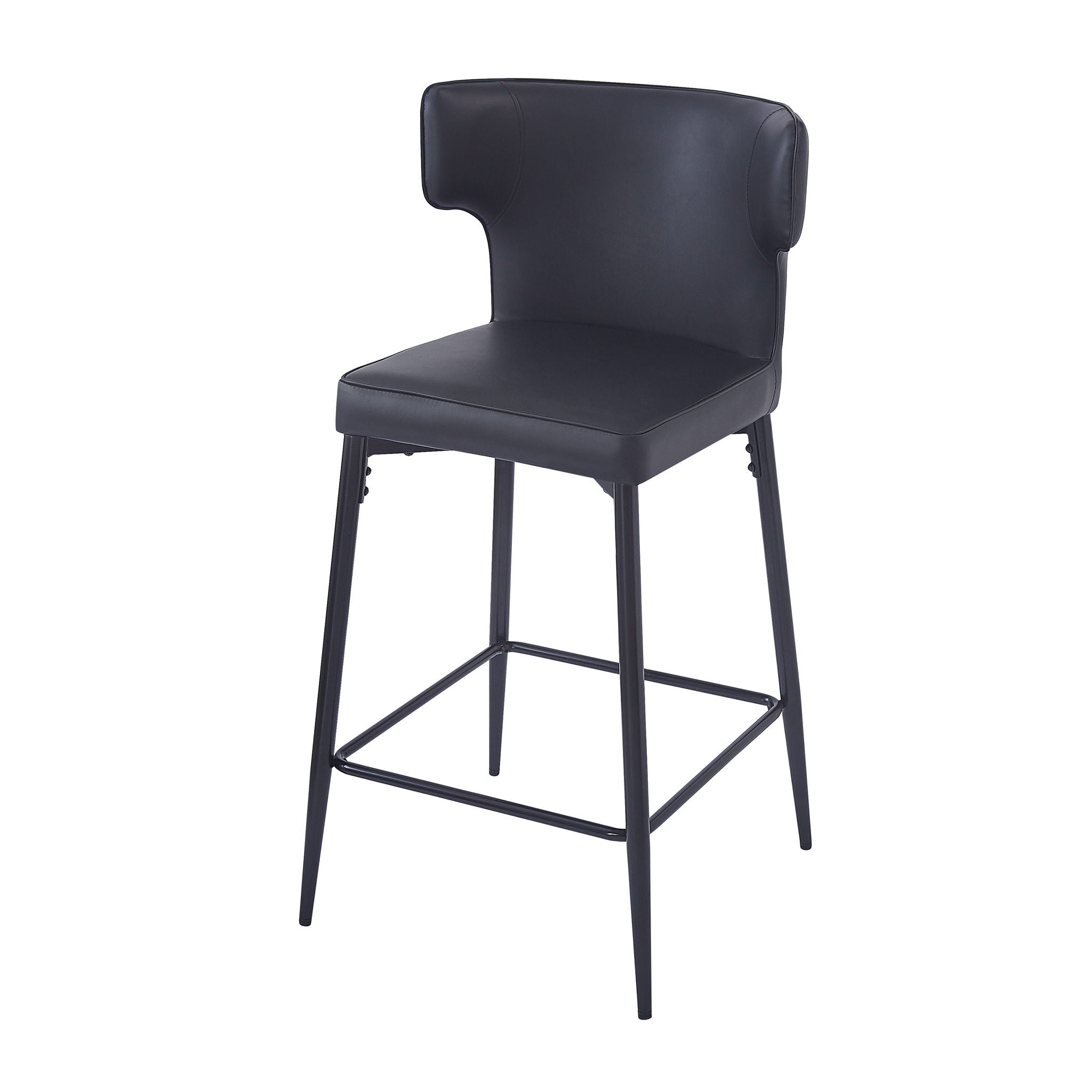 Modern Bar Stools With Upholstery And Metal Footrest (Set of 2)