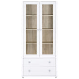 Hawthorne - 4-Shelf Glass Door Tall Cabinet With Drawers