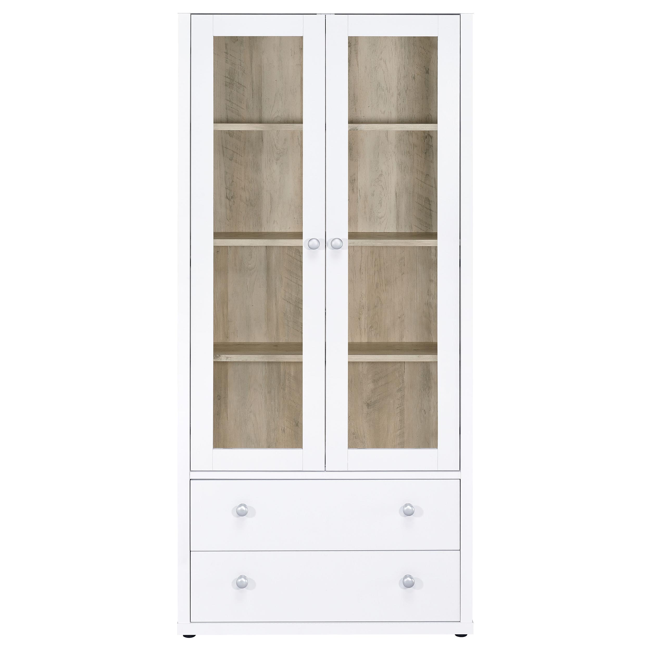 Coaster Fine Furniture Hawthorne - 4-Shelf Glass Door Tall Cabinet With Drawers | Meri Furniture