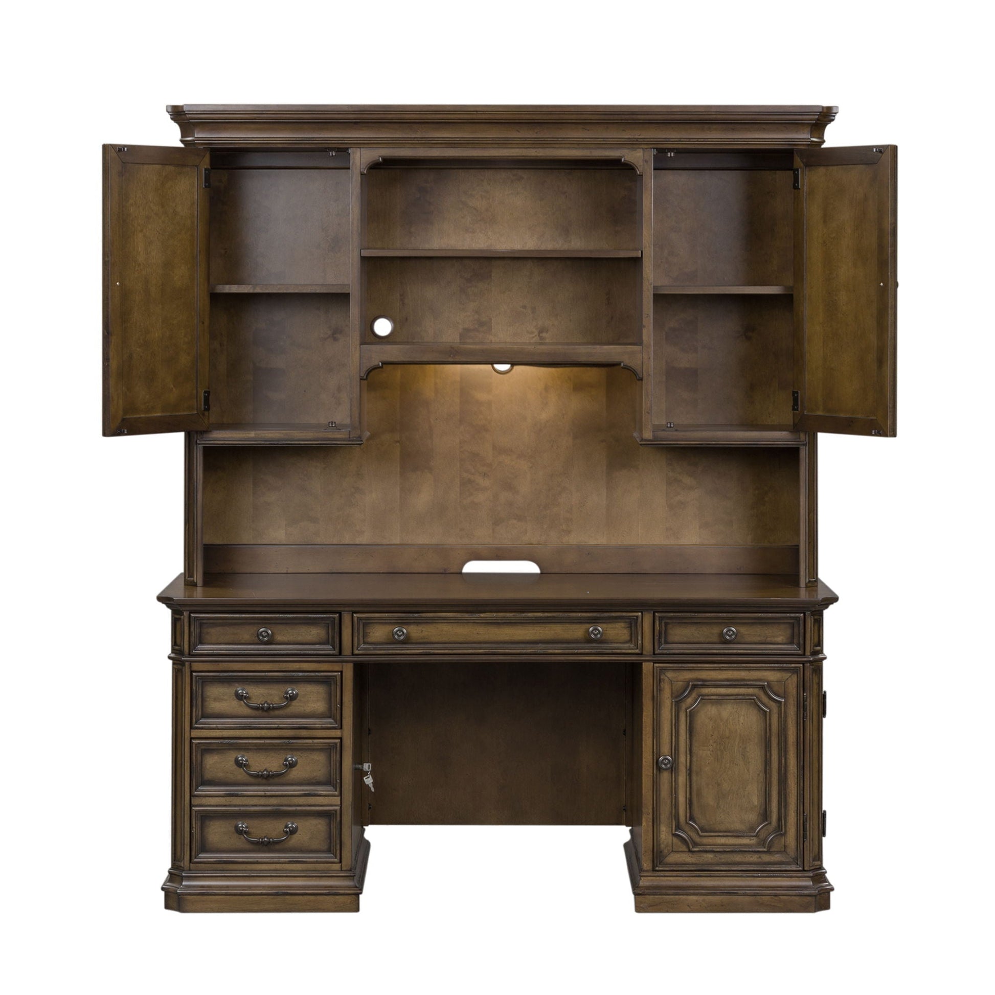 Liberty Furniture Amelia - Jr Executive Credenza Set - Dark Brown | Meri Furniture