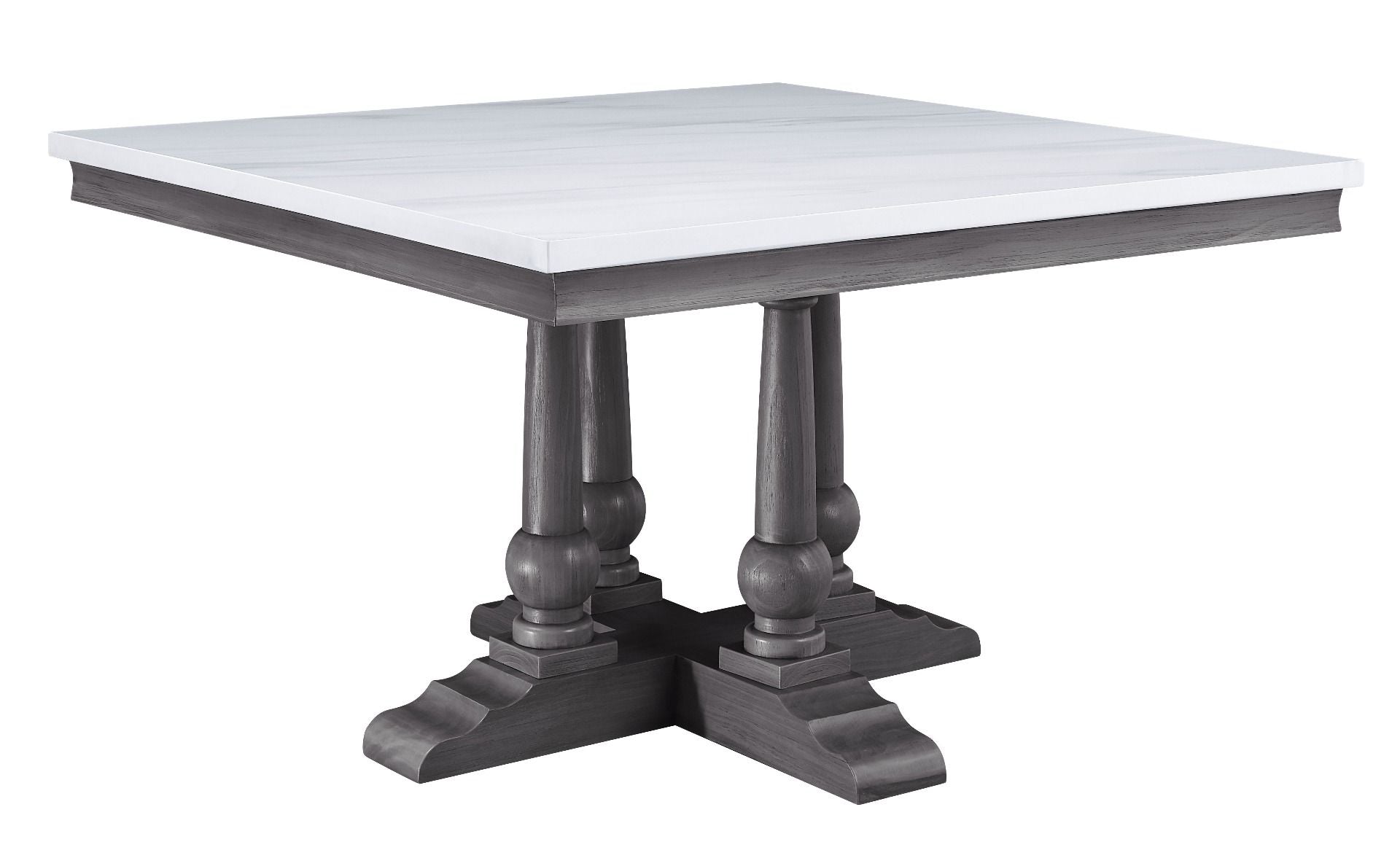 ACME Yabeina - Dining Table - Marble Top & Gray Oak Finish - 30" | Meri Furniture